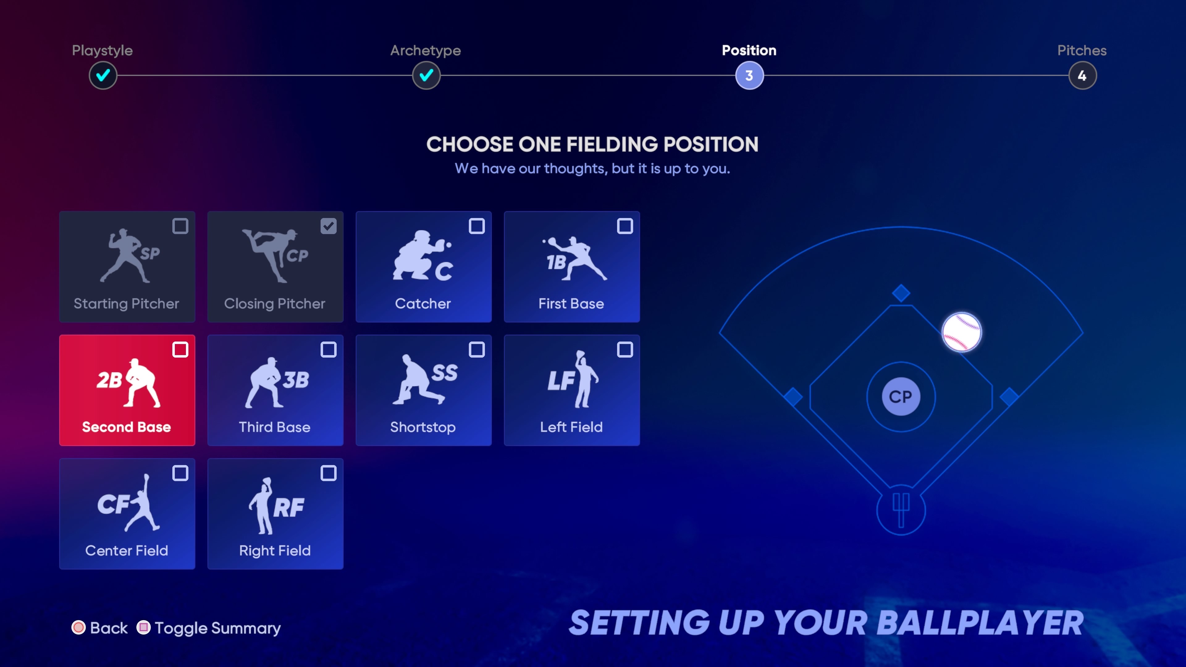 MTS Position Setup Screen
