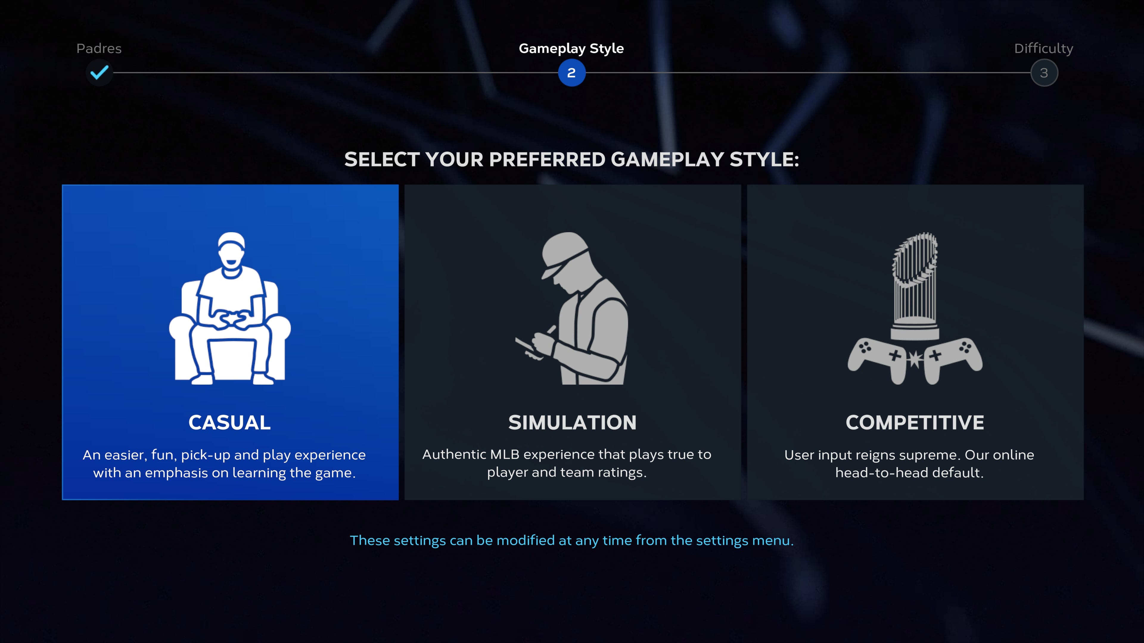 MTS Play Style Select Screen